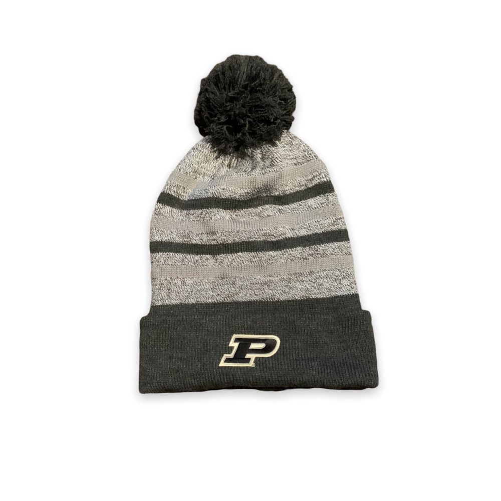 Purdue Boilermakers Logo Fit Grey Striped Beanie